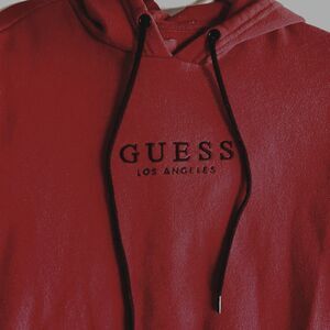 Guess Men’s Color Block Hoodie Red/Black/White Medium